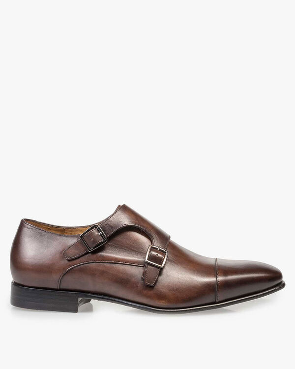 Brown calf leather monk strap