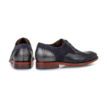 Lace shoe metallic print dark blue