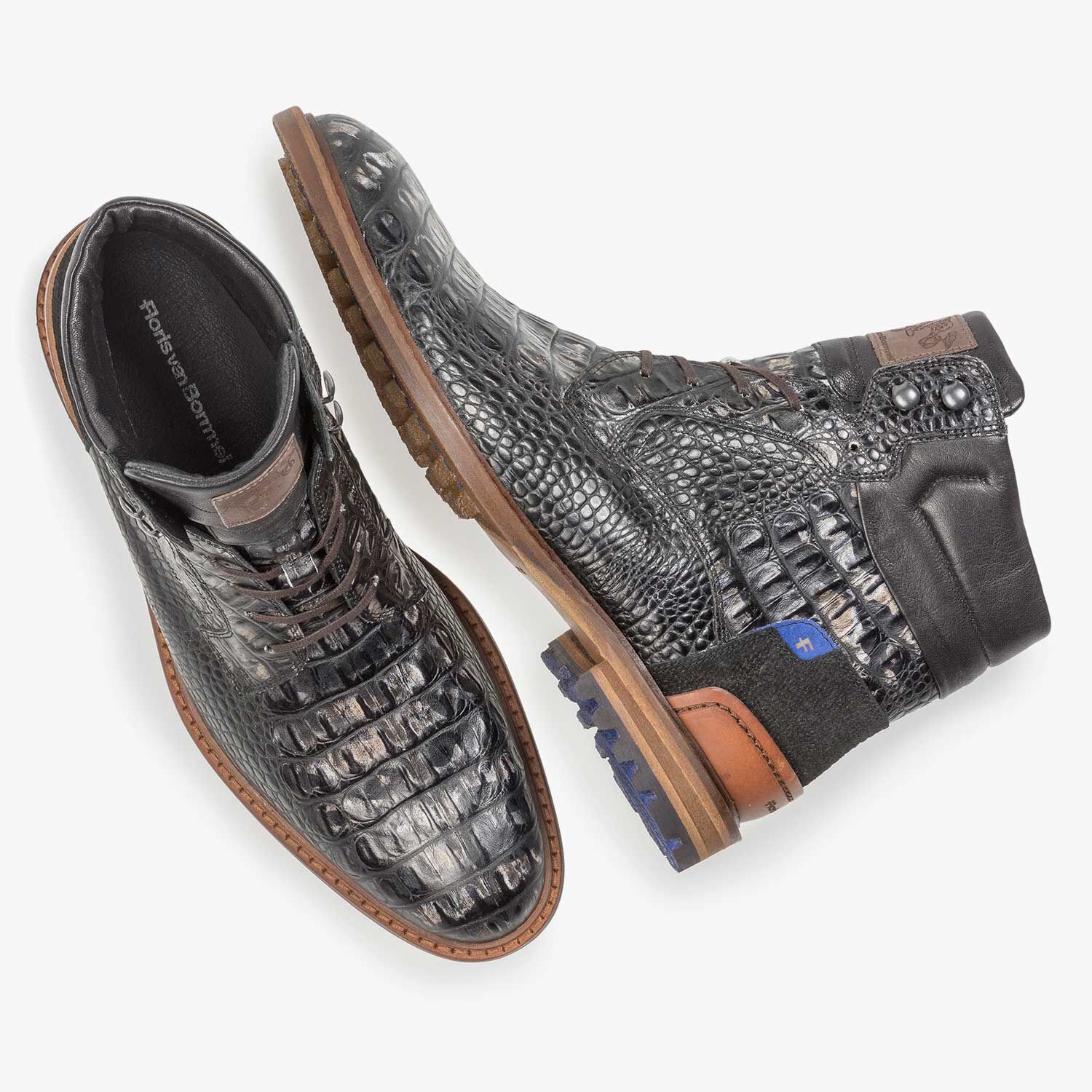 Black leather lace boot 10234 17 Floris van Bommel Official