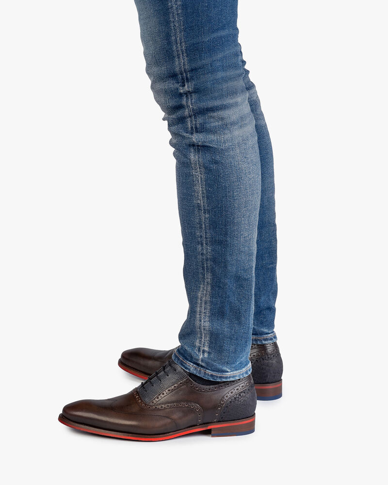 Lace shoe calf leather dark brown