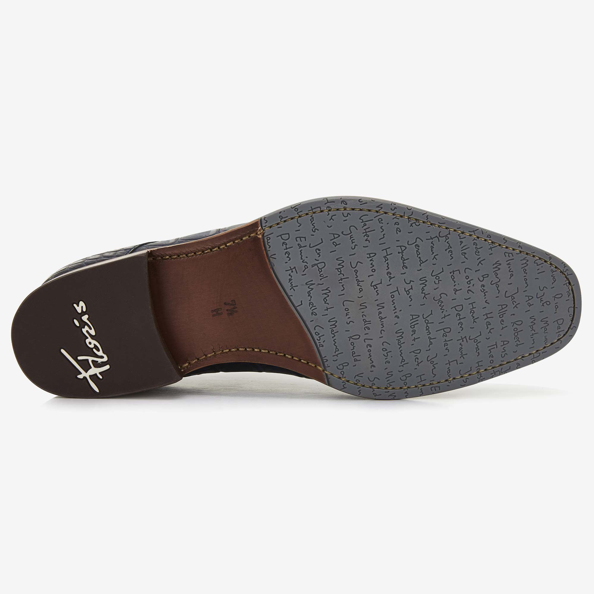Dark blue crocodile print men's lace-up shoe 14394/05 Floris van Bommel
