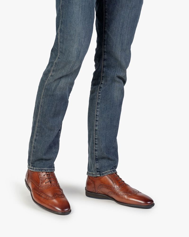 Lace shoe calf leather cognac