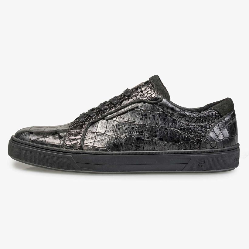 Leather sneaker with croco print
