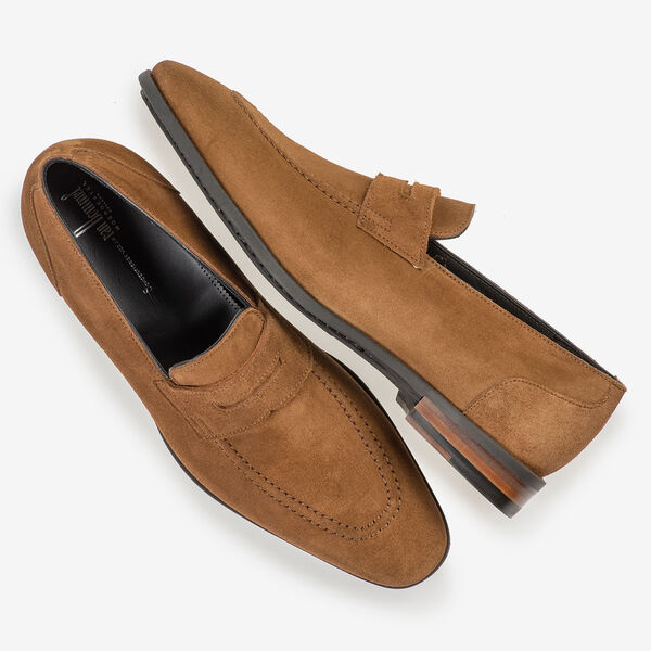 Brown suede leather loafer