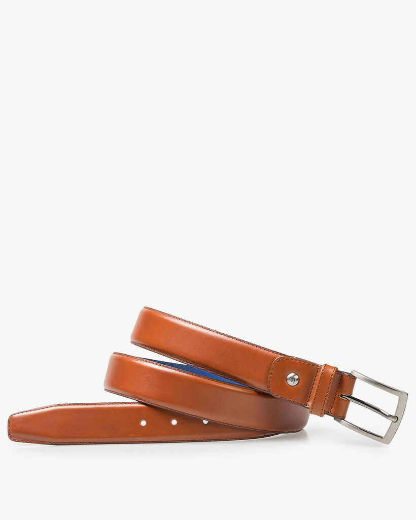 Belt calf leather cognac