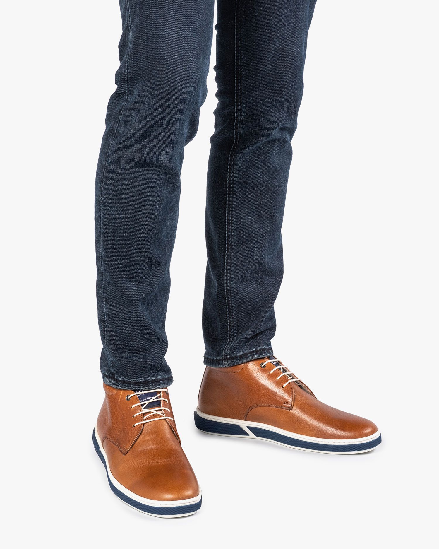 Cognac-coloured calf leather lace boot SFM-50101-23-01 | Floris van Bommel®
