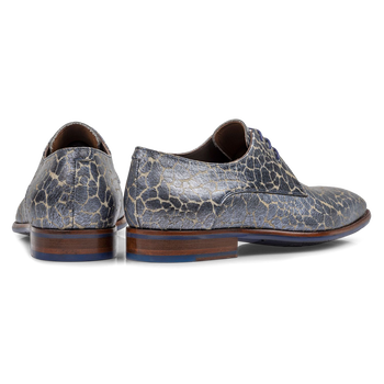 Lace shoe blue metallic print