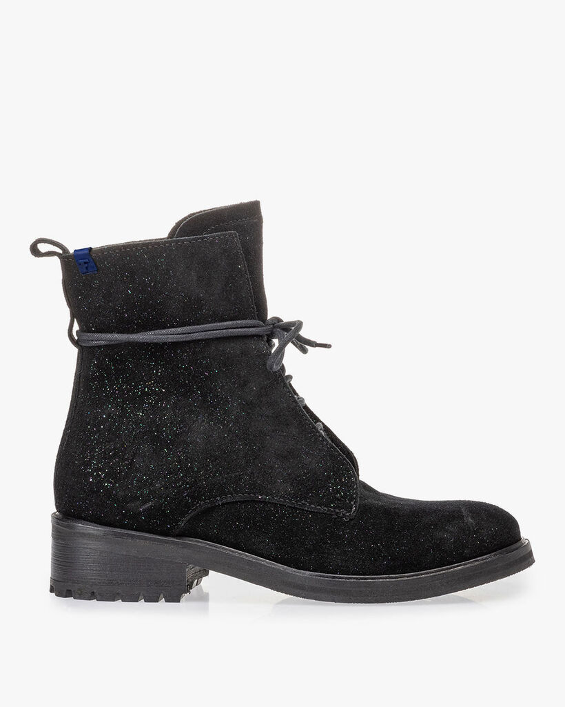 Lace boot black suede leather
