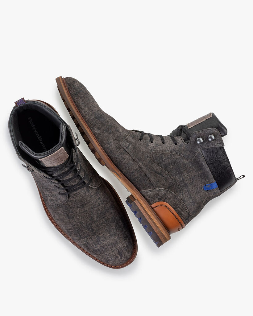 Lace boot suede dark grey