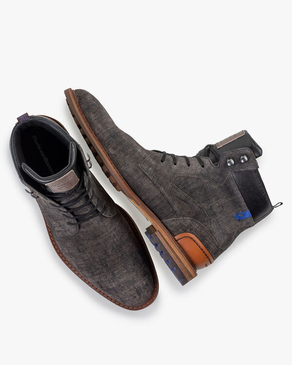 Lace boot suede dark grey