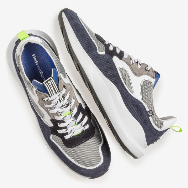 Blue and grey suede leather sneaker