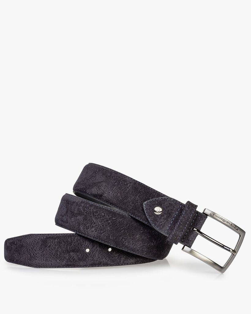 Suede leather belt dark blue