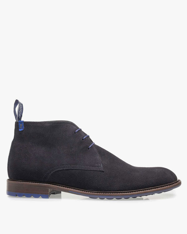 Lace boot suede leather dark blue