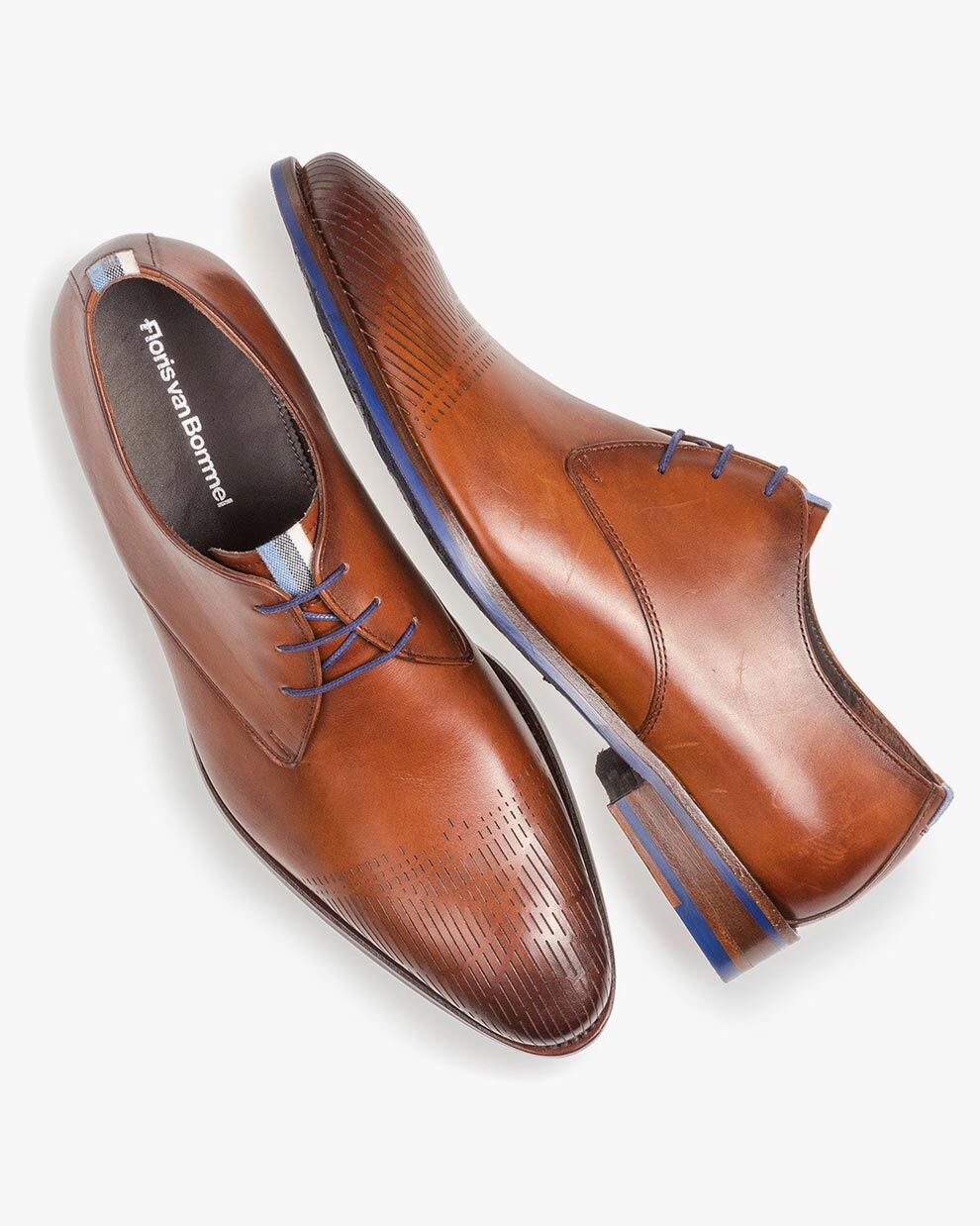 Cognac coloured calf leather lace shoe 18276 00 Floris van Bommel Official