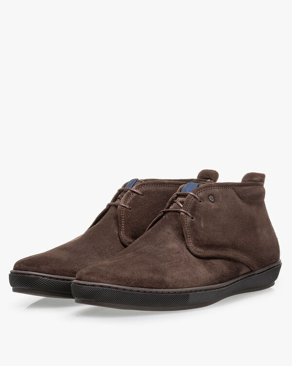 Lace boot suede dark brown