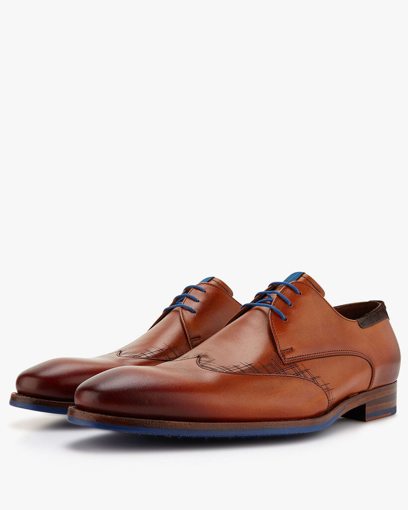 Lace shoe calf leather cognac