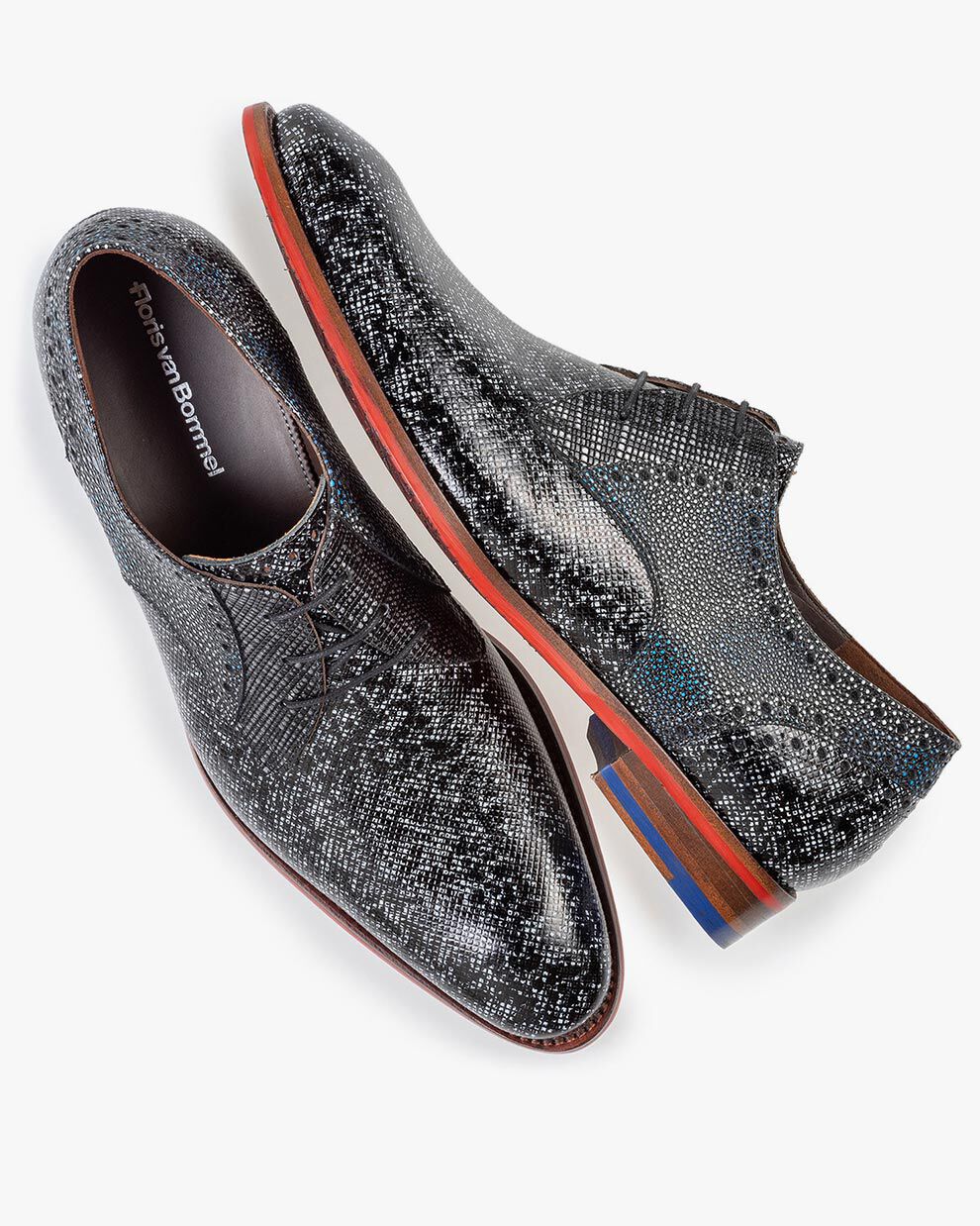 Black/grey leather lace shoe 18107/22 | Floris van Bommel Official®