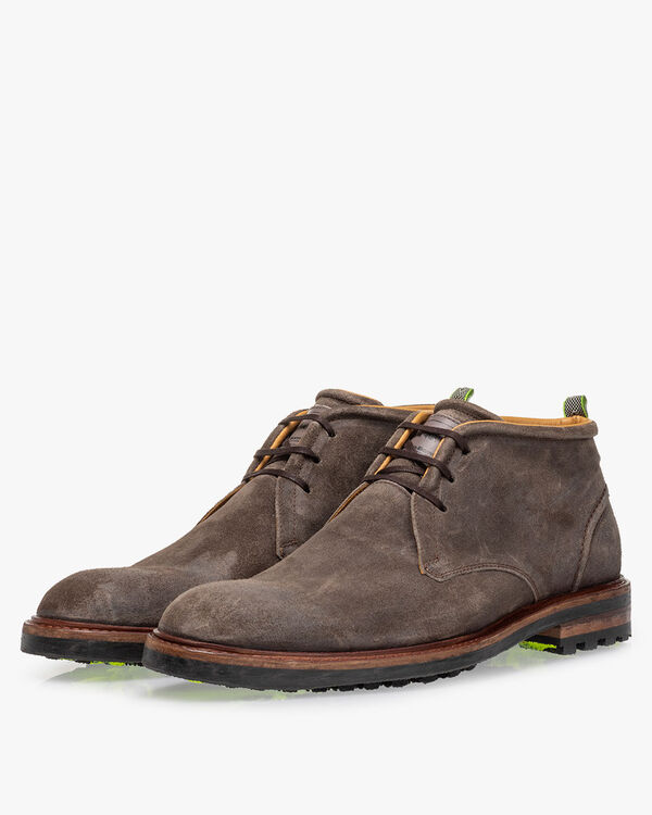 Lace boot suede taupe