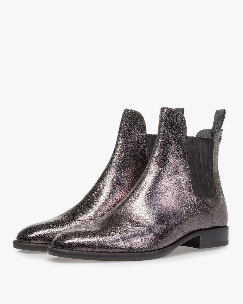 Silver-coloured Chelsea boot metallic print