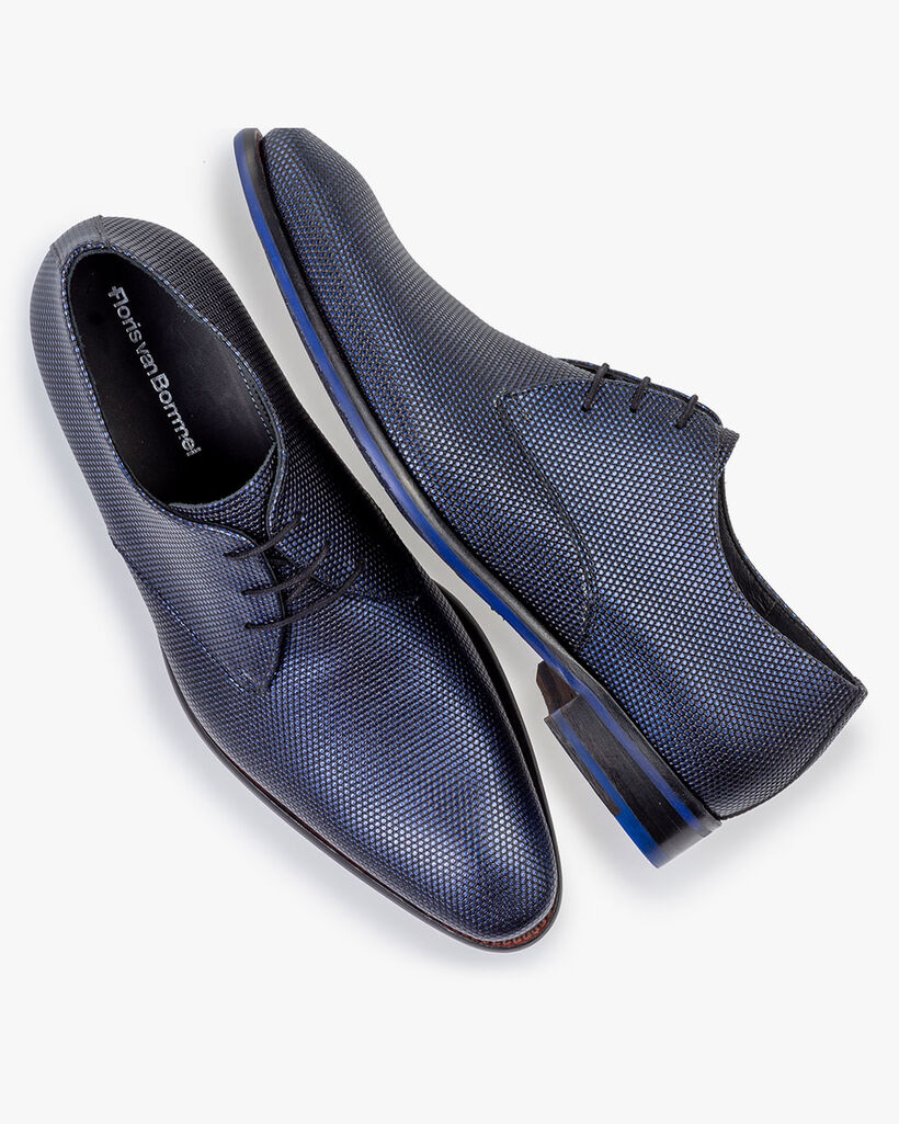 Lace shoe metallic print dark blue