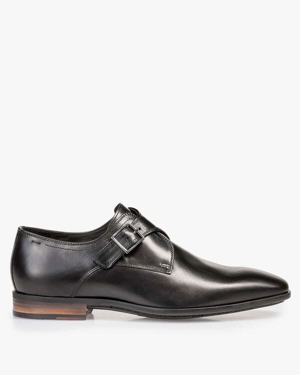 Black calf leather monk
