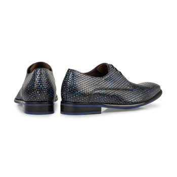 Lace shoe printed leather dark blue