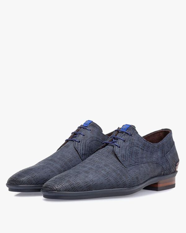 Lace shoe with print dark blue