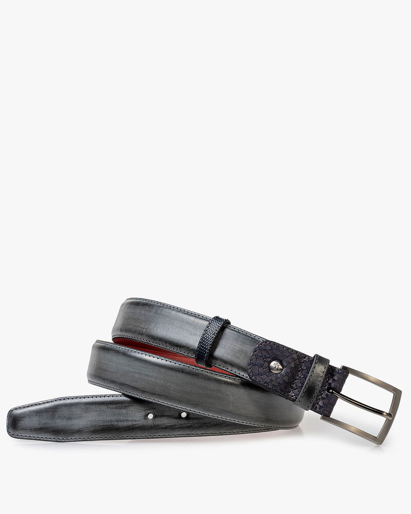 Belt calf leather grey