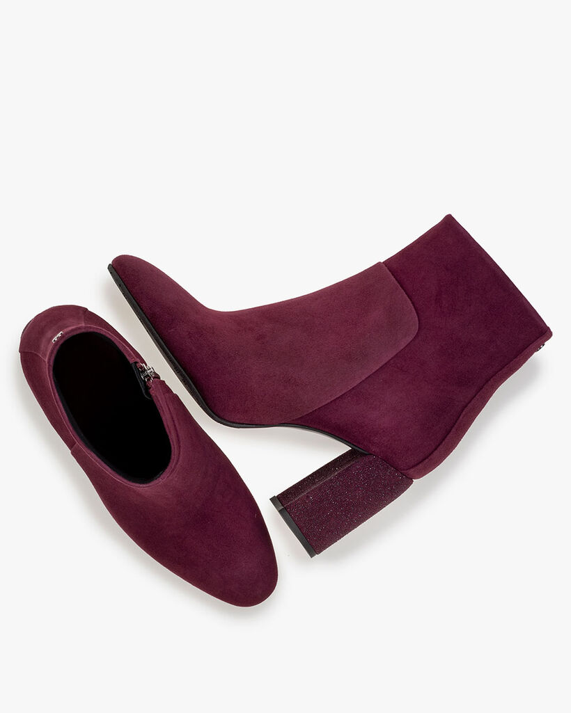 Ankle boot suede bordeaux red