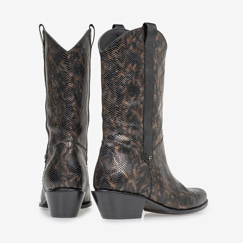 Western boot croco print copper