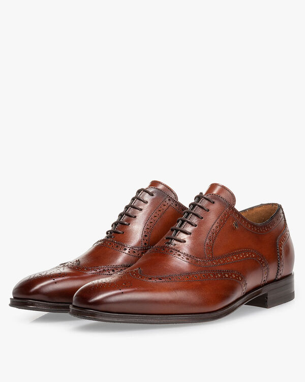 Lace shoe calf leather dark cognac