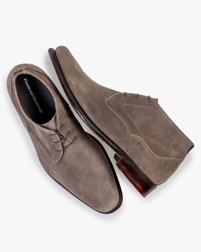 Lace boot suede taupe
