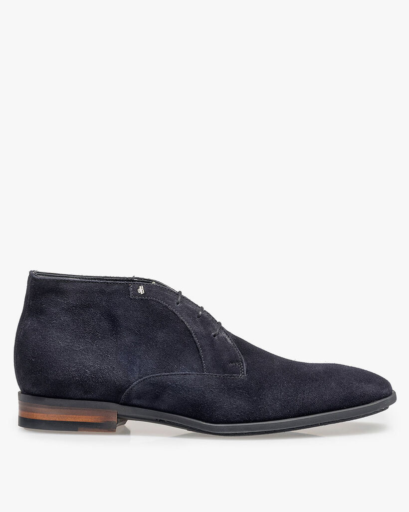 Dark blue suede leather lace shoe