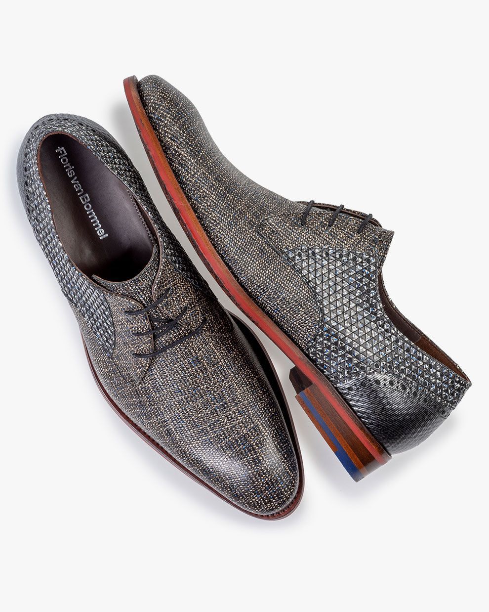 Lace shoe printed leather taupe SFM-30161-34-02 | Floris van Bommel®