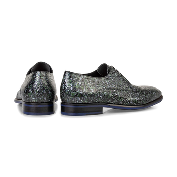 Lace shoe metallic print green