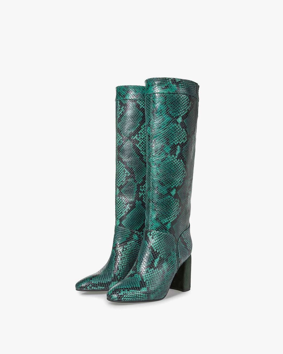 Green high boots with snake print 85708 01 Floris van Bommel Women