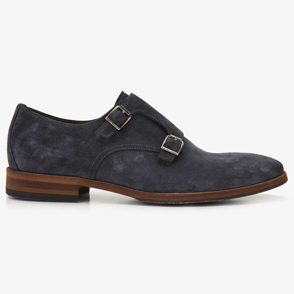 Floris van Bommel blue suede men's buckled shoe