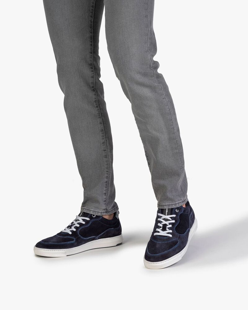 Sneaker printed suede leather blue