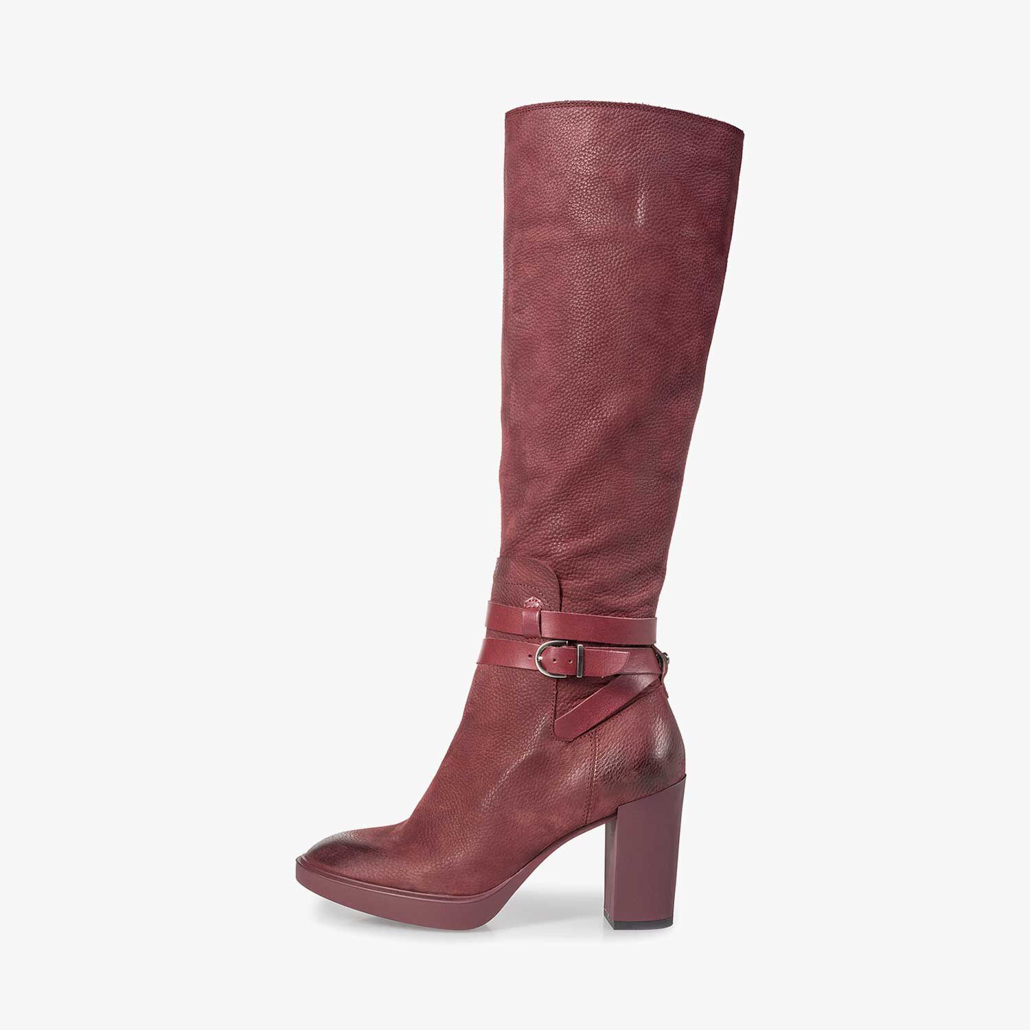 Burgundy red nubuck leather boot 85713 00 Floris van Bommel Women