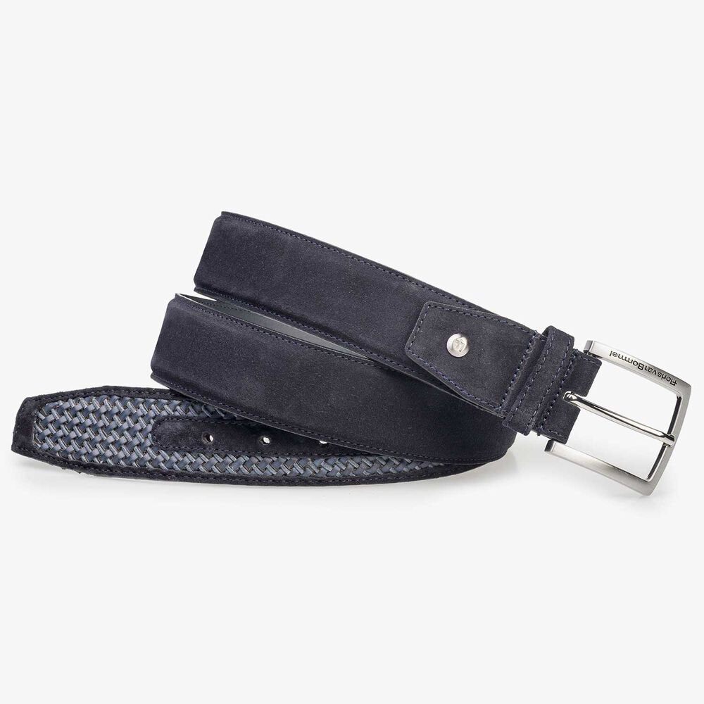 Blue braided leather belt