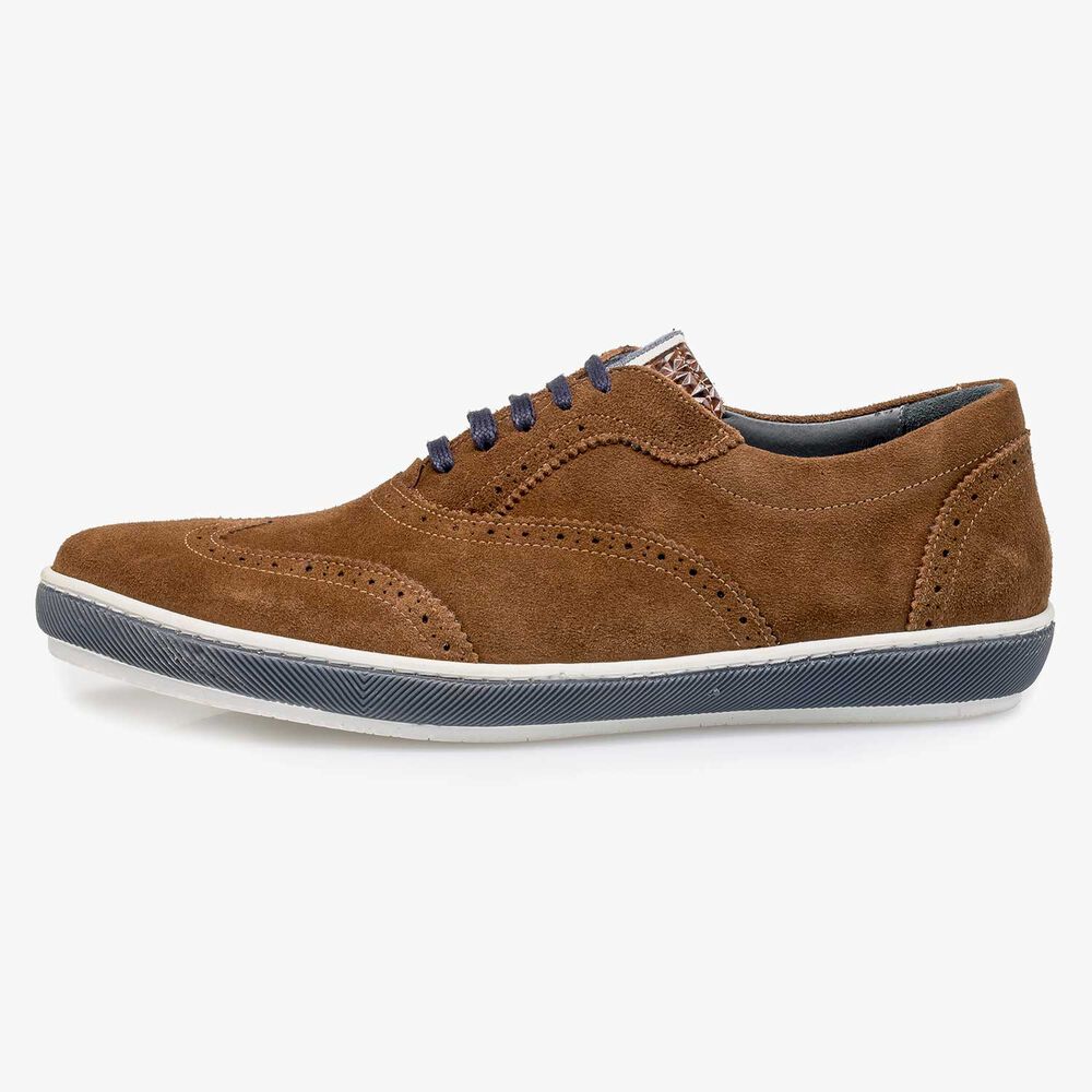 Brown suede leather brogue shoe