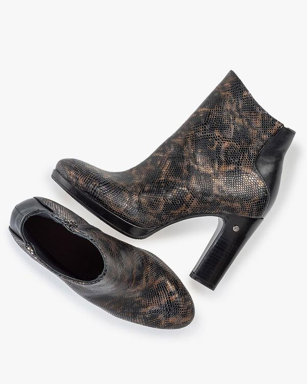 Ankle boot croco print copper