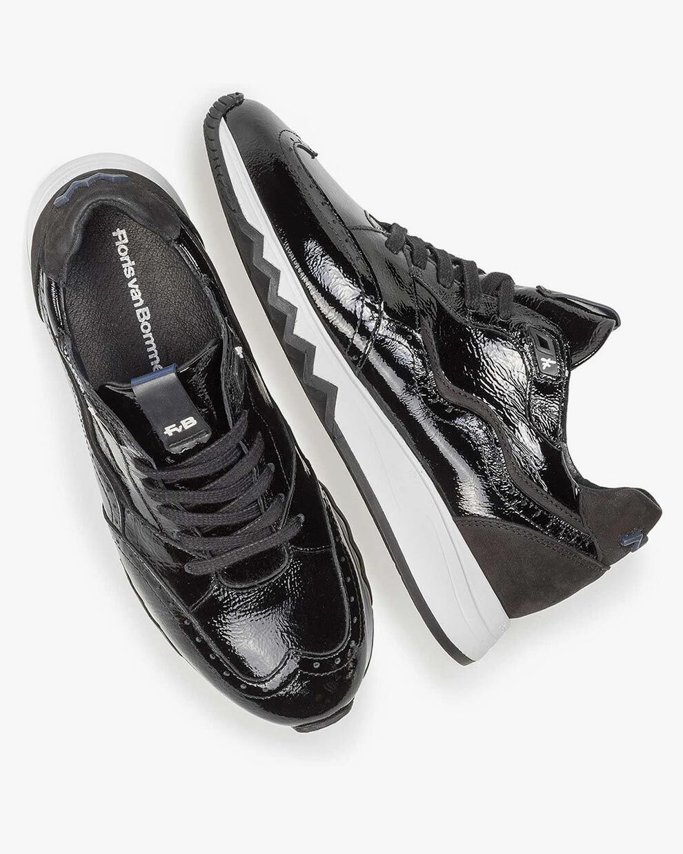 black patent leather sneakers