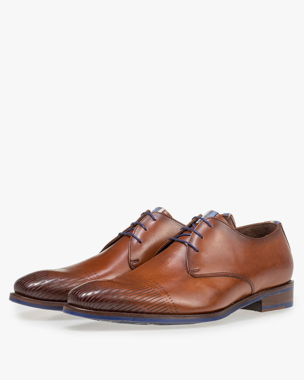 Cognac coloured calf leather lace shoe 18276 00 Floris van Bommel Official