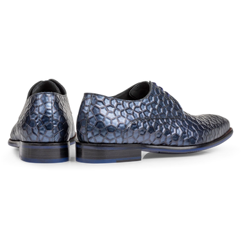 Lace shoe metallic print blue