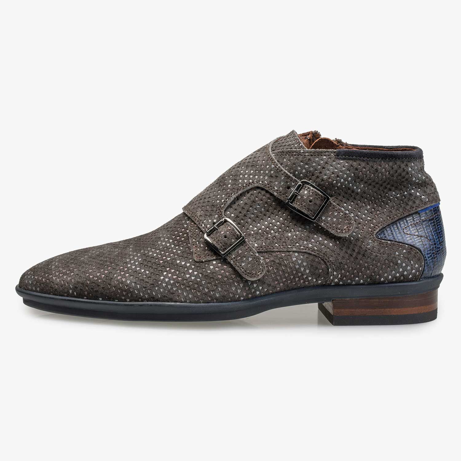 Mid high suede leather buckled shoe brown 10137 04 Floris van Bommel