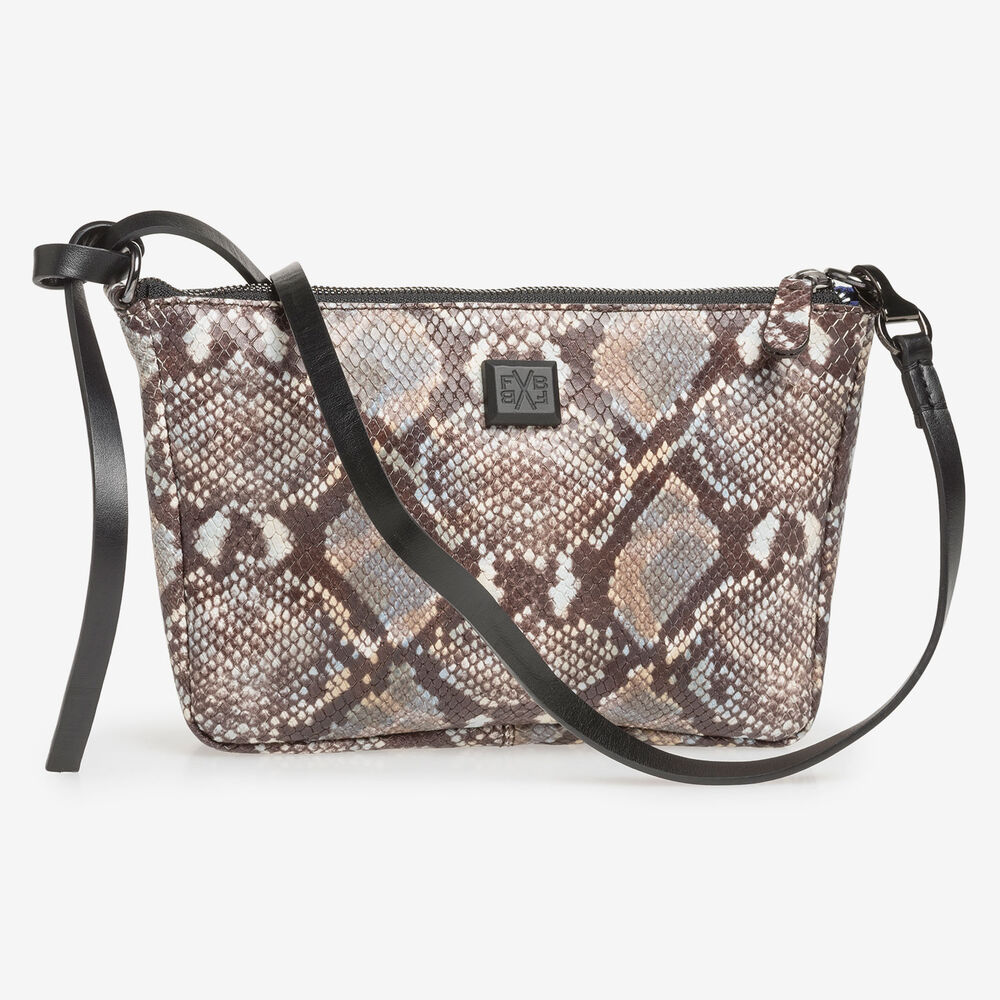 Brown and white bag snake print