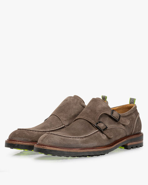 Monk strap suede taupe