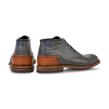 Lace boot leather black/white