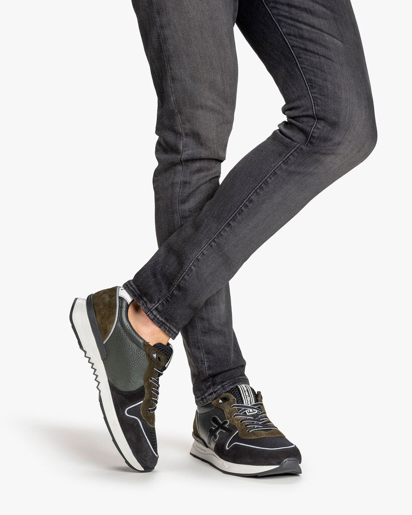 Sneaker suede dark green/black